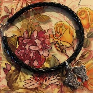 950 Silver Charm Leather Bracelet